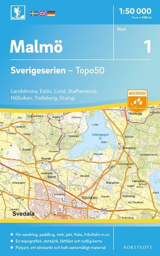 Bild på 1 Malmö Sverigeserien Topo50 : Skala 1:50 000