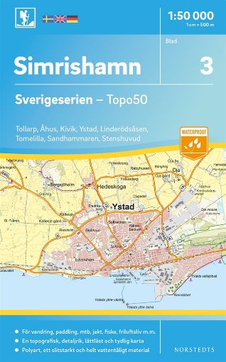 Bild på 3 Simrishamn Sverigeserien Topo50 : Skala 1:50 000