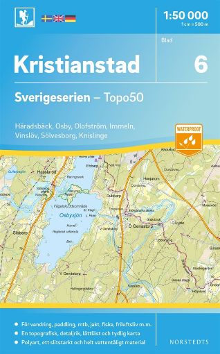 Bild på 6 Kristianstad Sverigeserien Topo50 : Skala 1:50 000