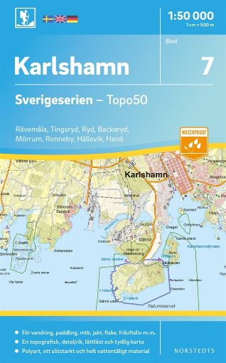 Bild på 7 Karlshamn Sverigeserien Topo50 : Skala 1:50 000