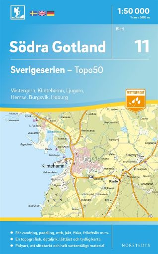 Bild på 11 Södra Gotland Sverigeserien Topo50 : Skala 1:50 000