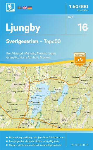 Bild på 16 Ljungby Sverigeserien Topo50 : Skala 1:50 000