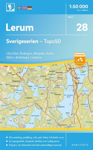 Bild på 28 Lerum Sverigeserien Topo50 : Skala 1:50 000