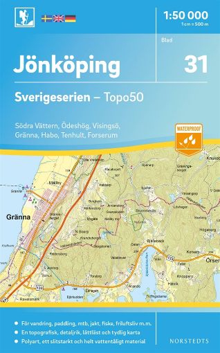Bild på 31 Jönköping Sverigeserien Topo50 : Skala 1:50 000