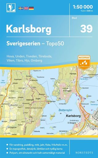 Bild på 39 Karlsborg Sverigeserien Topo50 : Skala 1:50 000