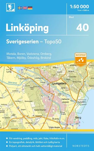 Bild på 40 Linköping Sverigeserien Topo50 : Skala 1:50 000