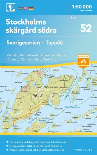 Bild på 52 Stockholms skärgård södra Sverigeserien Topo50 : Skala 1:50 000