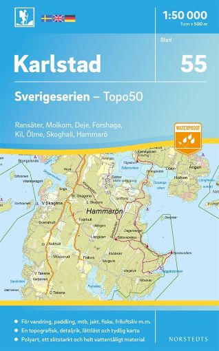Bild på 55 Karlstad Sverigeserien Topo50 : Skala 1:50 000