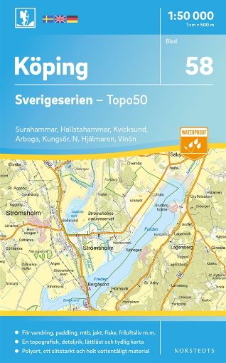 Bild på 58 Köping Sverigeserien Topo50 : Skala 1:50 000