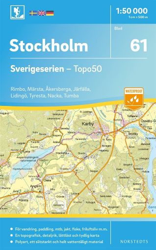 Bild på 61 Stockholm Sverigeserien Topo50 : Skala 1:50 000