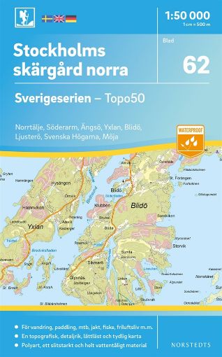 Bild på 62 Stockholms Skärgård norra Sverigeserien Topo50 : Skala 1:50 000