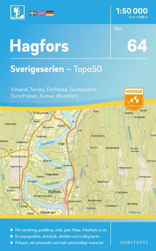 Bild på 64 Hagfors Sverigeserien Topo50 : Skala 1:50 000