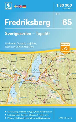 Bild på 65 Fredriksberg Sverigeserien Topo50 : Skala 1:50 000