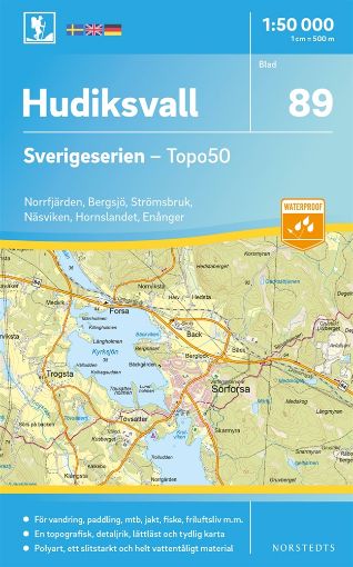 Bild på 89 Hudiksvall Sverigeserien Topo50 : Skala 1:50 000