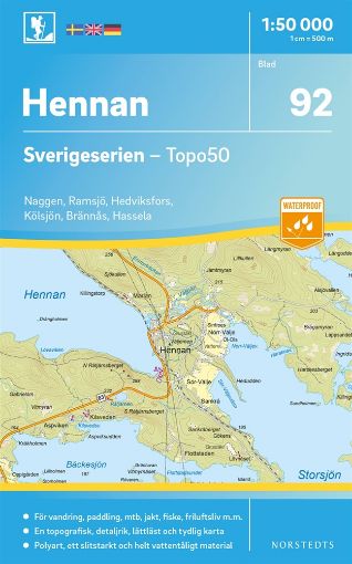Bild på 92 Hennan Sverigeserien Topo50 : Skala 1:50 000