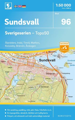 Bild på 96 Sundsvall Sverigeserien Topo50 : Skala 1:50 000