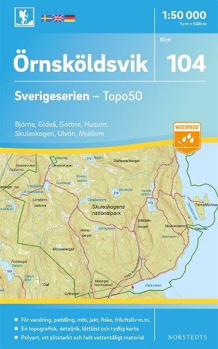 Bild på 104 Örnsköldsvik Sverigeserien Topo50 : Skala 1:50 000