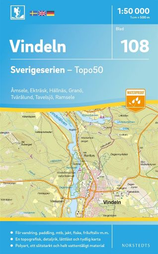 Bild på 108 Vindeln Sverigeserien Topo50 : Skala 1:50 000
