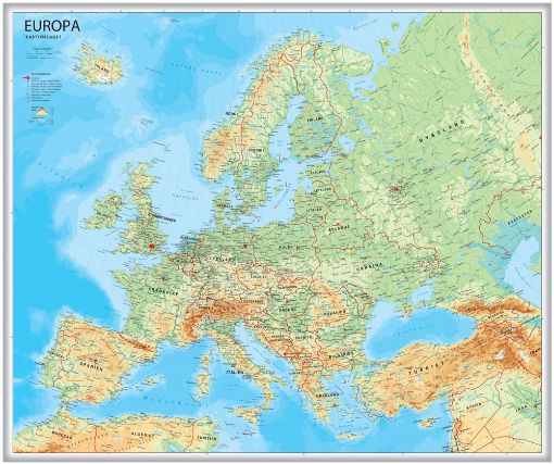 Bild på Europa väggkarta Kartförlaget 1:5,5 mili i papptub