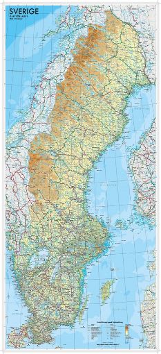 Bild på Sverige väggkarta Kartförlaget 1:1,3 milj, miljö i papptub