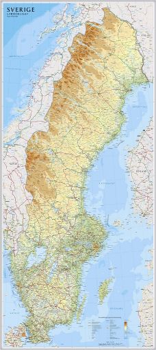 Bild på Sverige väggkarta Kartförlaget, 1:900 000, miljö i papptub