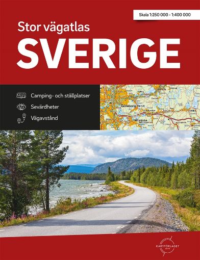 Bild på Stor Vägatlas Sverige Kartförlaget, A3 format, spiral