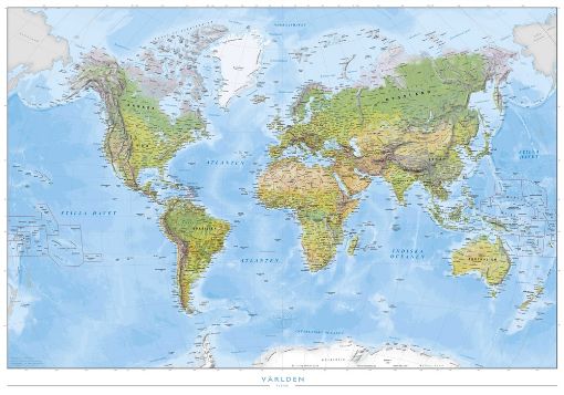 Bild på Världen väggkarta miljö, 1:41,4 milj, i papptub, Kartförlaget